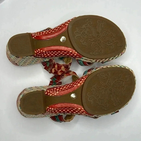 Elite by Corkys red leather retro sandals size 7 NWOT - Picture 6 of 8
